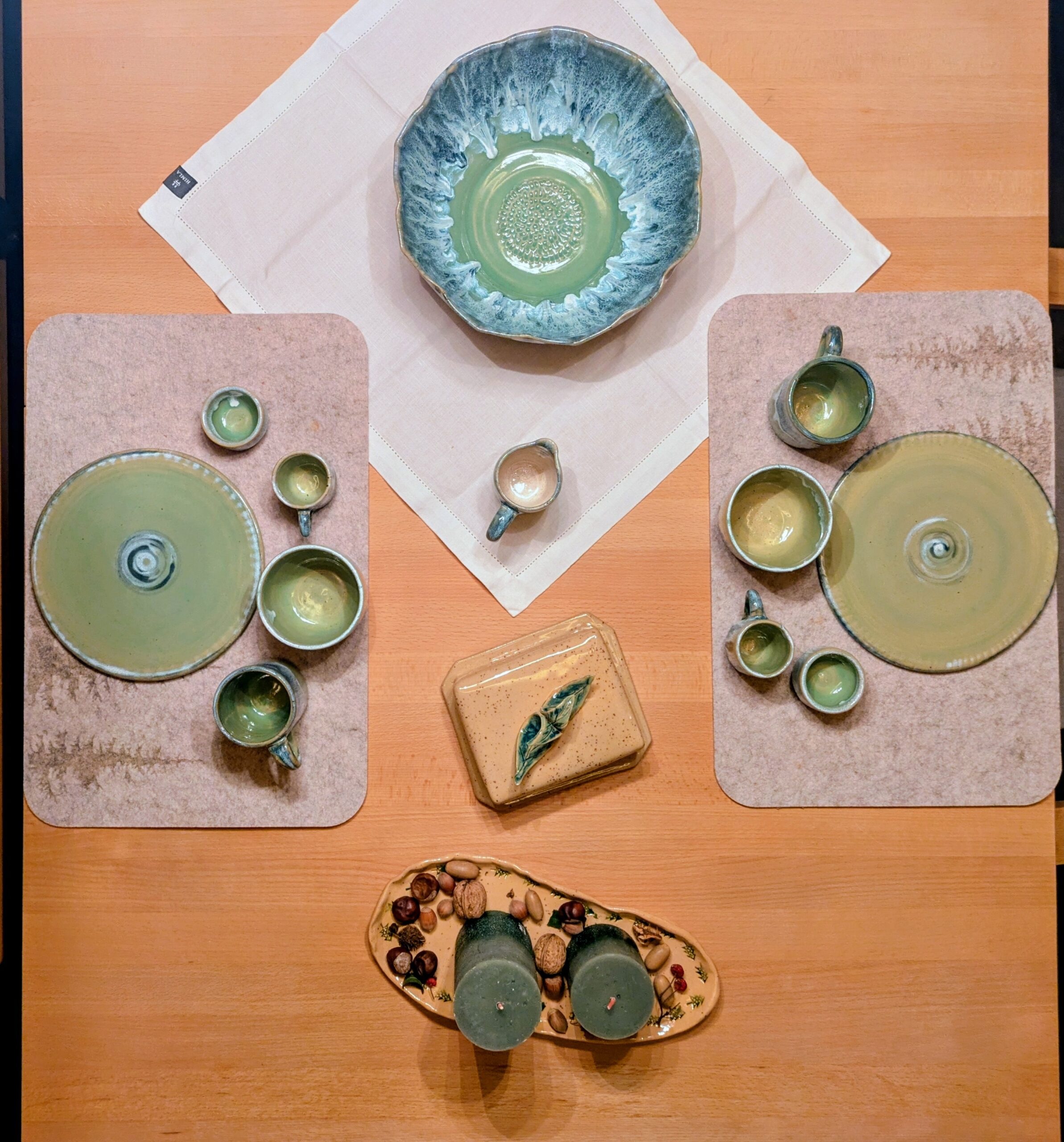 Geschirr, Frühstücks Set, Keramik, Unikat, Handwerkskunst